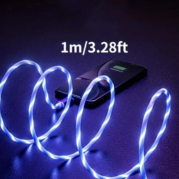 Multicolor LED light Charging Cable For Android And iPad Models That Use USB-C - Picture 4 of 5